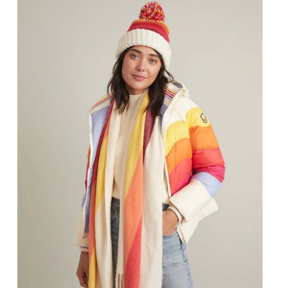 Marine Layer Stripe Scarf in Warm Rainbow - Picture 2 of 7